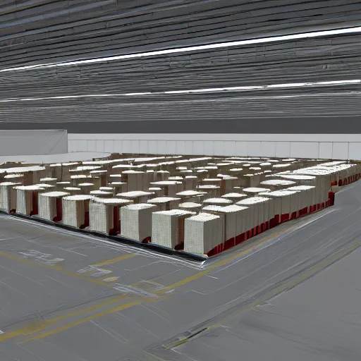 Image similar to warehouse distribution center, concept art, futuristic, automation, cranes, belts