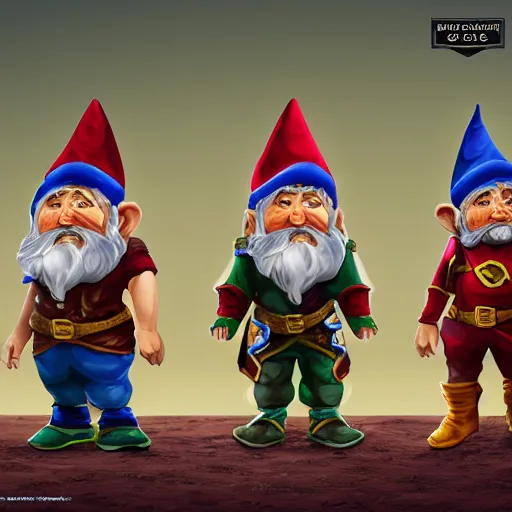 Image similar to lawn gnomes are really undercover protectors of the galaxy, dressed in ordinary gnome fashion but turn into super gnomes with ornate hero garments, capes, muscular, intricate, highly detailed, digital painting, artstation, symmetrical, concept art, smooth, sharp focus, illustration, unreal engine 5, 8 k,