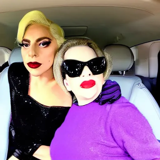 Image similar to lady gaga and judy garland carpool karaoke