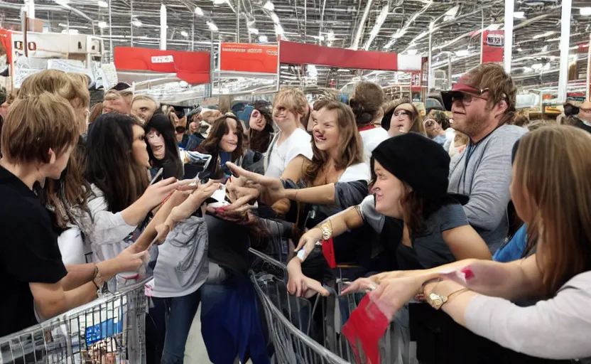 Image similar to harry styles meeting fans at costco