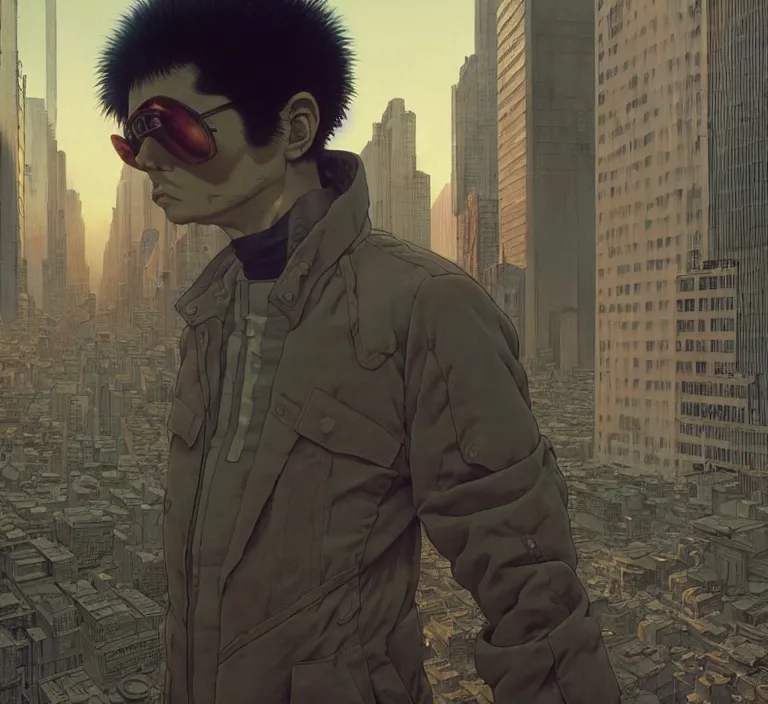 Image similar to realistic aesthetic highly detailed photography of characters in akira scene, characters with hyperrealistic highly detailed faces. from akira by katsuhiro otomo and alejandro hodorovski and denis villeneuve and gregory crewdson style with many details by mike winkelmann and vincent di fate in sci - fi style. volumetric natural light hyperrealism photo on dsmc 3 system