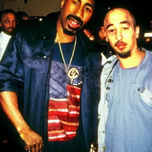 Prompt: 2 pac hanging with a white person, any white person. why can he never be seen with someone of the caucasian race lol.