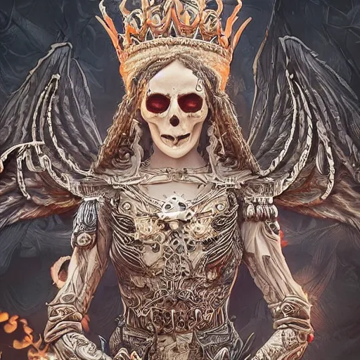 Prompt: photo of beautiful queen of death, 4 k, godly, intricate, detailed