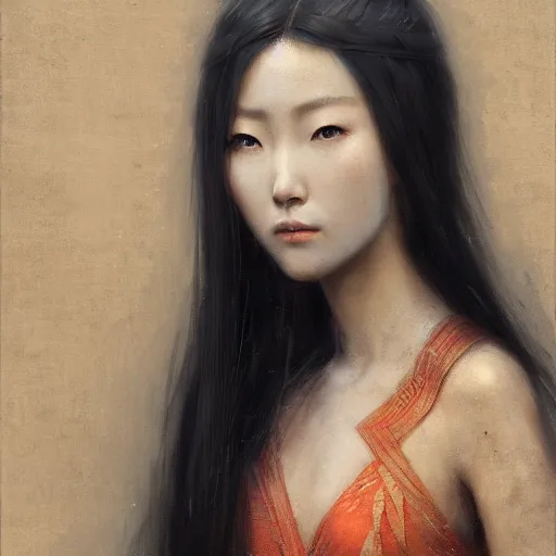 Prompt: A portrait of a Chinese beauty, ancient art, art by greg rutkowski, matte painting, trending on art station