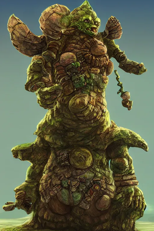 Image similar to zelda fantasy art giant golem troll wood rock greeble gemstone, global illumination ray tracing hdr fanart arstation by sung choi and eric pfeiffer and gabriel garza and casper konefal