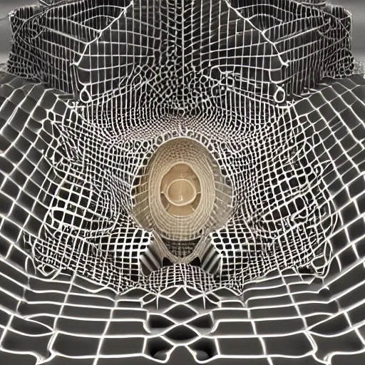 Prompt: realistic detailed image of the inside of a biomechanical valve body, endless 3 d labyrinth menger sponge, very intricate masterpiece