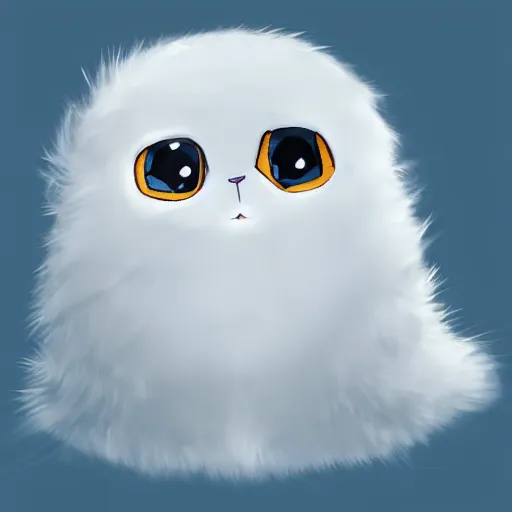 Prompt: a fluff made of marshmallow, super cute with big manga eyes, digital art