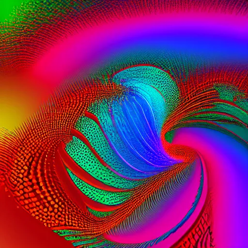 Image similar to the audio frequency waveform of love traveling through ripples of water, Multidimensional, fractal amalgamation, 8k, hyper realistic, octane render, hi-fructose, chromatic color scheme