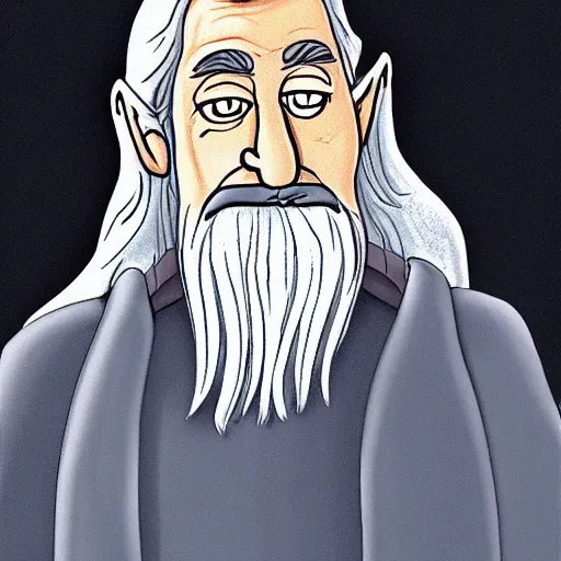 Image similar to gandalf portrait, simpsons cartoon style.