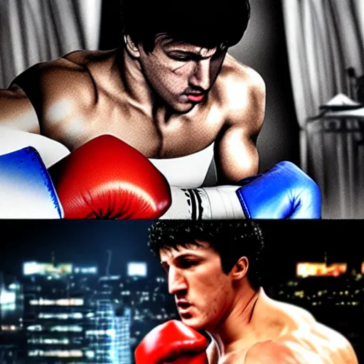 Image similar to rocky balboa playing playstation