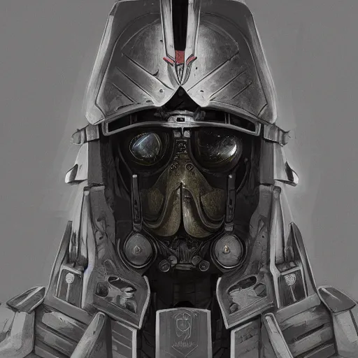Image similar to concept art by jama jurabaev, holy inquisition, imperial military, cyberpunk, trending on artstation, high quality, brush stroke, portraiit, symmetry