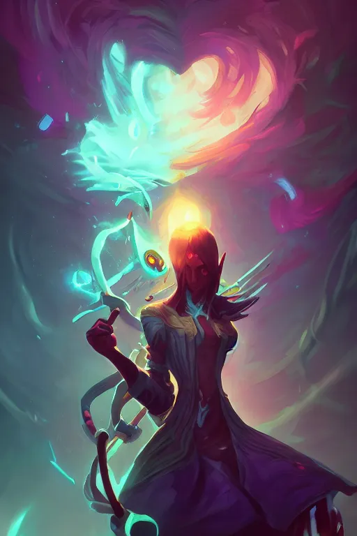 Prompt: fiddlesticks league of legends wild rift hero champions arcane magic digital painting bioluminance alena aenami artworks in 4 k design by lois van baarle by sung choi by john kirby artgerm style pascal blanche and magali villeneuve mage fighter assassin