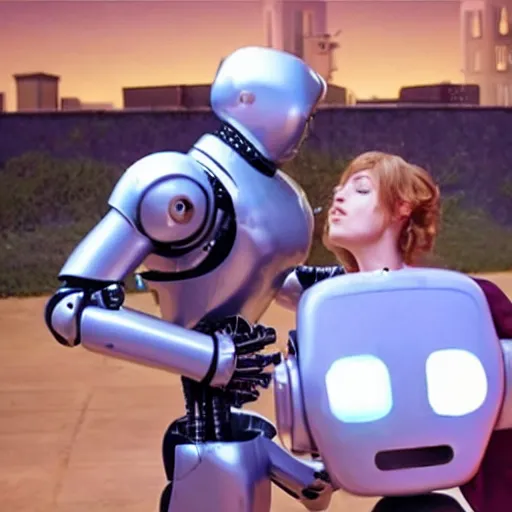 Image similar to film still the wacky robot romantic comedy 'Robot Romance' (2012)