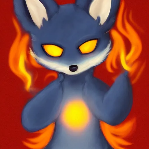 Prompt: furry ( fandom ) art of a cute anthropomorphic sandy - colored tan fox and blue eyes and wearing a blue sweatshirt holding fireballs, digital art, painting, trending on furaffinity, big eyes