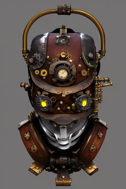 Image similar to steampunk mask minimalist fantasy art robot ninja helmet, global illumination ray tracing hdr fanart arstation by sung choi and eric pfeiffer and gabriel garza and casper konefal chaykin howard and campionpascale and cooke darwyn and davis jack