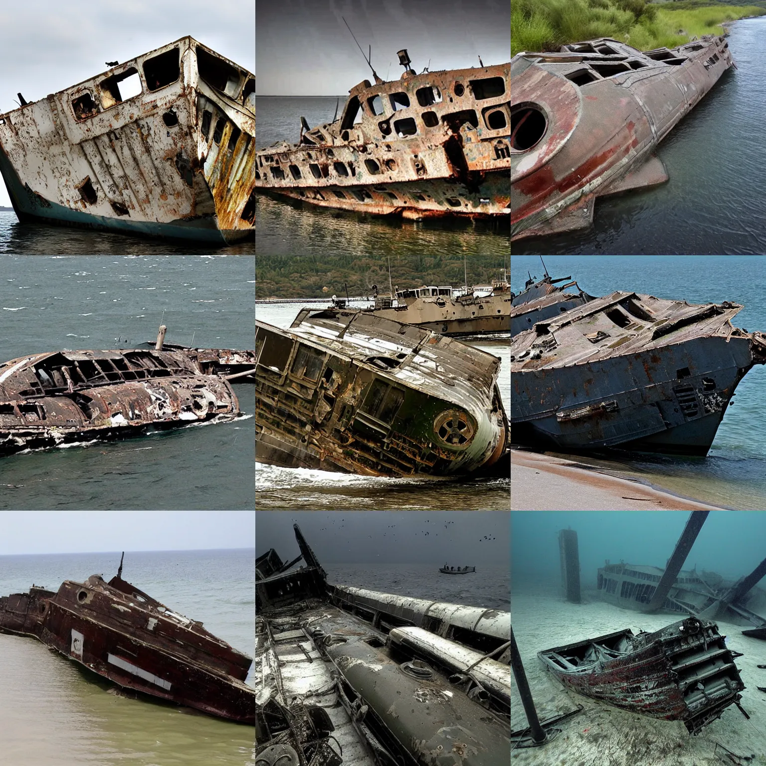 Prompt: military craft wrecks