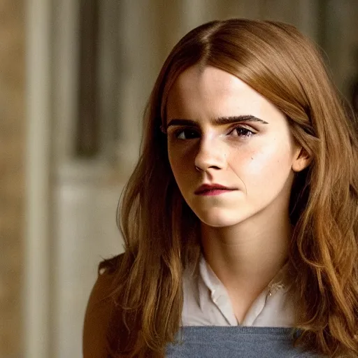 Prompt: Still of Emma Watson as Hermione Granger in the movie The Social Network. Extreme detail. 4K.