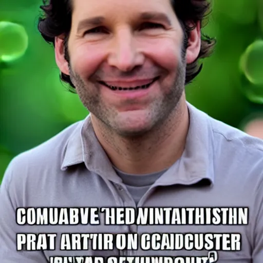 Prompt: Computer, can I get a printout of Oyster smiling? meme, 4k, Paul Rudd