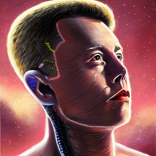 Prompt: cyborg elon musk, high quailty, highly detailed, , mega detailed,