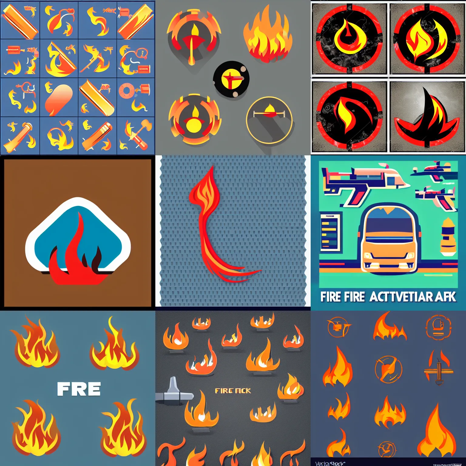 Prompt: fire attack, vector icon, flat style