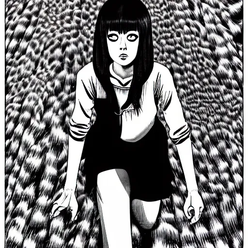 Prompt: young female by junji ito