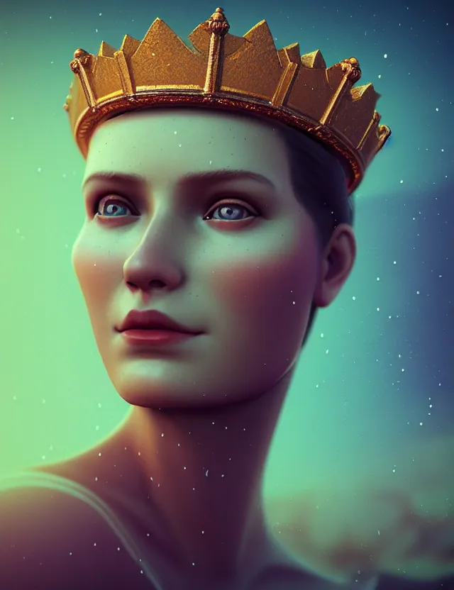 Prompt: blurred background. close-up portrait of a goddess in crown, by Artem Chebokha by Anka Zhuravleva, Anato Finnstark and Alena Aenami, Angus McKie, Anton Fadeev, octane render, unreal engine, cinematic counter light, high detail, octane render, 4k