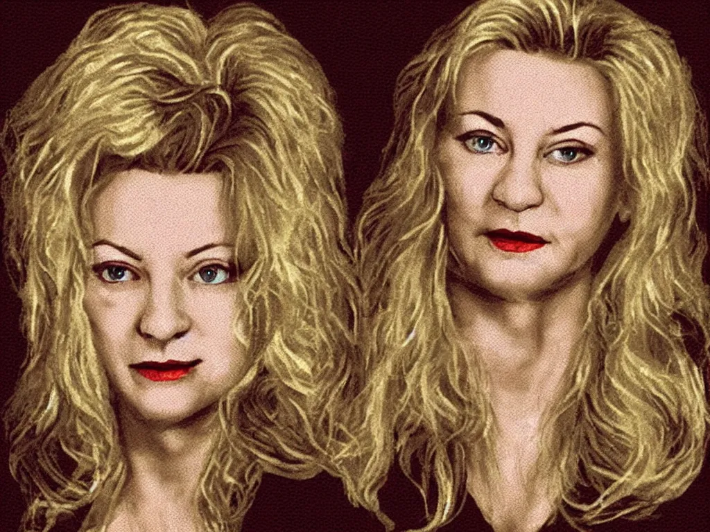 Image similar to Laura Palmer from Twin Peaks, pixelated, posterized