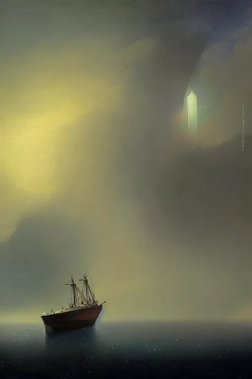 Image similar to minimalist futuristic zaha hadid spaceship painting by ivan aivazovsky