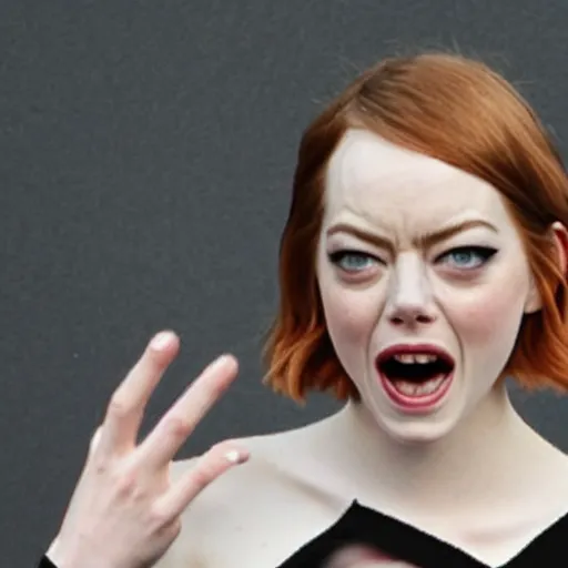 Image similar to emma stone , she is angry ,as an evil witch