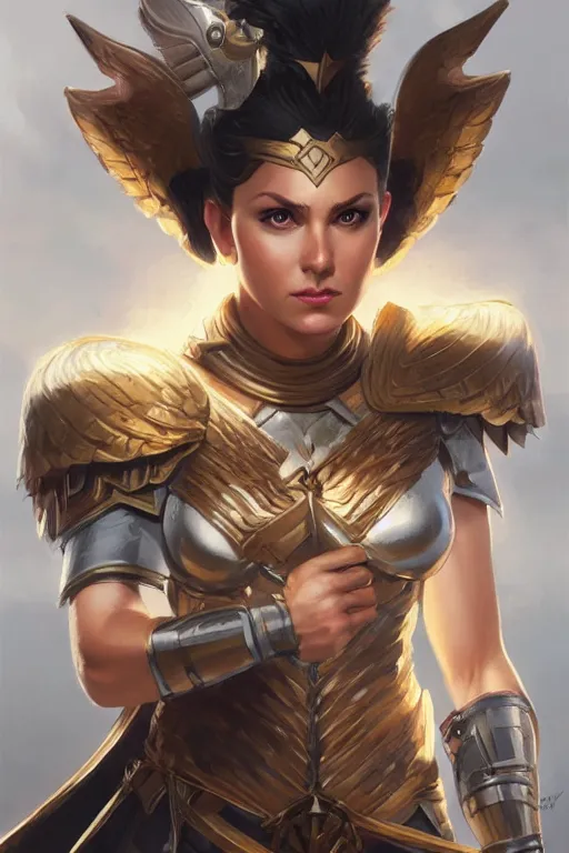 Image similar to amazon valkyrie athena, d & d, fantasy, portrait, highly detailed, headshot, digital painting, trending on artstation, concept art, sharp focus, illustration, art by artgerm and greg rutkowski and magali villeneuve