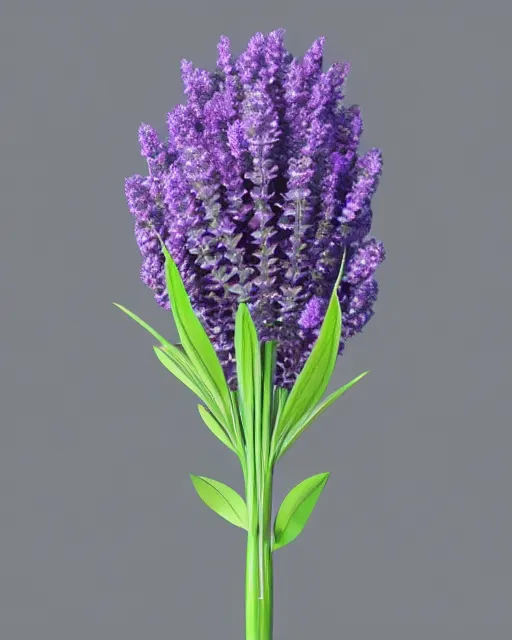 Image similar to a 3 d rendered ultra realistic lavender plant, masked transparent flat background, popular on sketchfab, pixelsquid, 8 k, volumetric lighting, trending on artstation, octane render, ultra detailed, hyperrealistic, by alphonse mucha