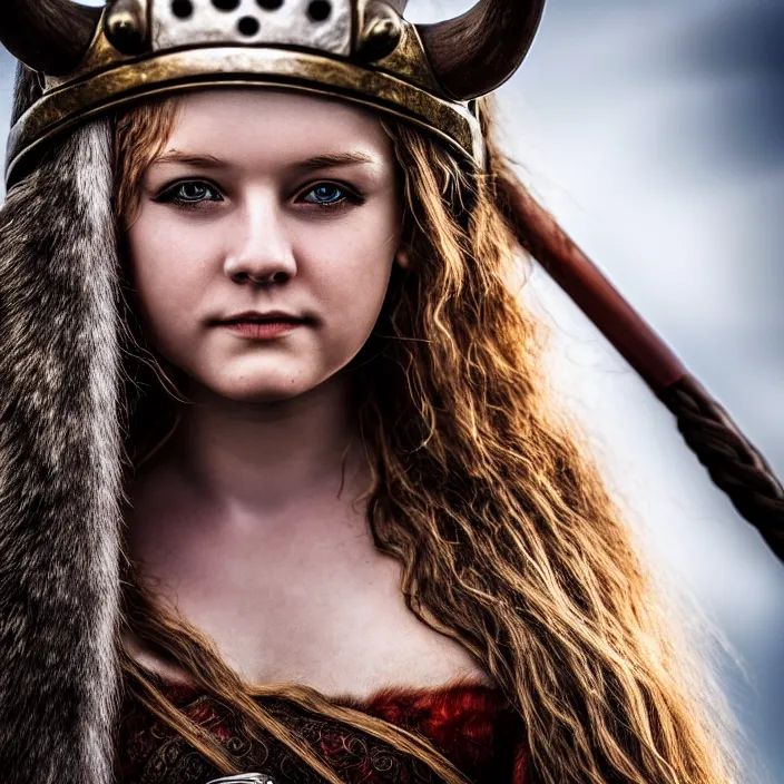 Image similar to photo of a very cute! beautiful young adult viking queen, highly detailed, 4 k, hdr, smooth, sharp focus, high resolution, award - winning photo