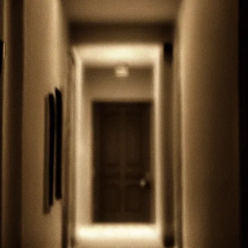 Prompt: Beatiful Fuzzy Cameraphone photograph of a the corner of a hallway