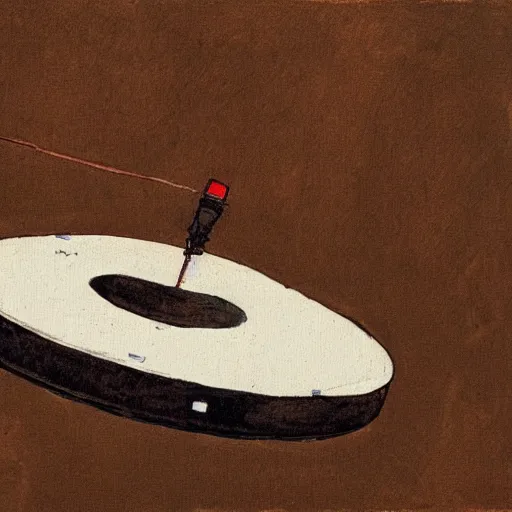 Image similar to painting of a ufo in the style of egon schiele