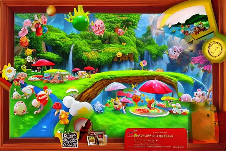 Image similar to painting acrylic wonderland yoshi kurbi dofus 3 d real