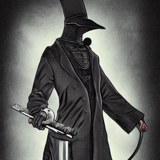 Image similar to futuristic Victorian cyberpunk plague doctor