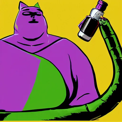 Image similar to fatman we respect you a lot SNAKEOIL CMO purple green color scheme