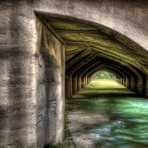 Image similar to a troll living under a medieval bridge realistic 3 5 mm hdr professional photograph