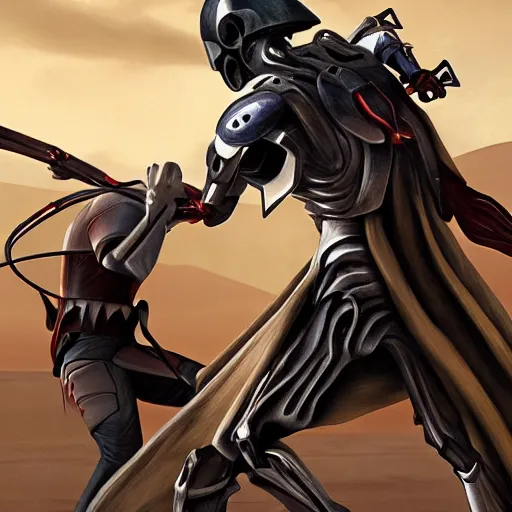 Image similar to general grievous fighting a jedi, high detail, art station, award - winning art