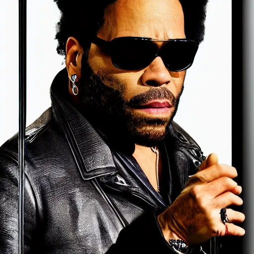 Image similar to lenny kravitz as men in black agent, detailed 8 k photorealistic portrait, imdb poster style