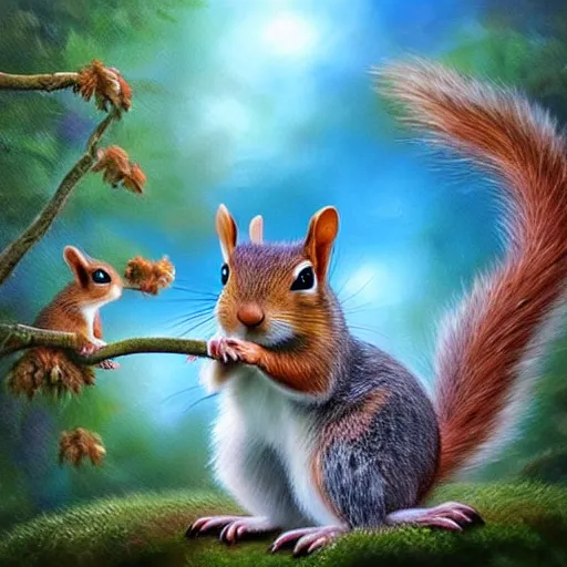 Prompt: ultra realist soft painting of an army of squirrels, symmetry accurate features, very intricate details, volumetric clouds, kawai world