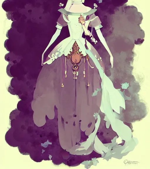 Prompt: portrait of a baroque dress design inspired by flower for fantasy world queen by atey ghailan, by greg rutkowski, by studio ghibli, by greg tocchini, by james gilleard, by joe fenton, by kaethe butcher, dynamic lighting, grunge aesthetic