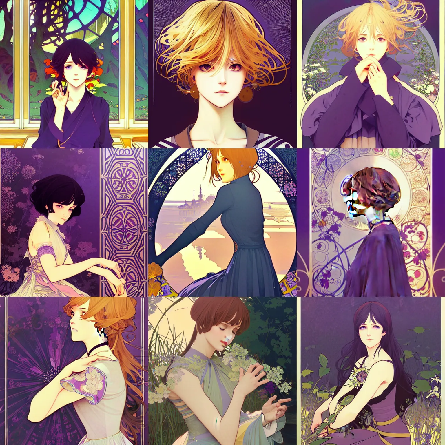 Prompt: beautiful illustration of violet evergarden by ilya kuvshinov and alphonse mucha