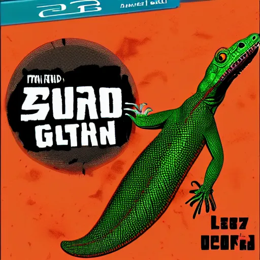 Prompt: lizard gta cover art