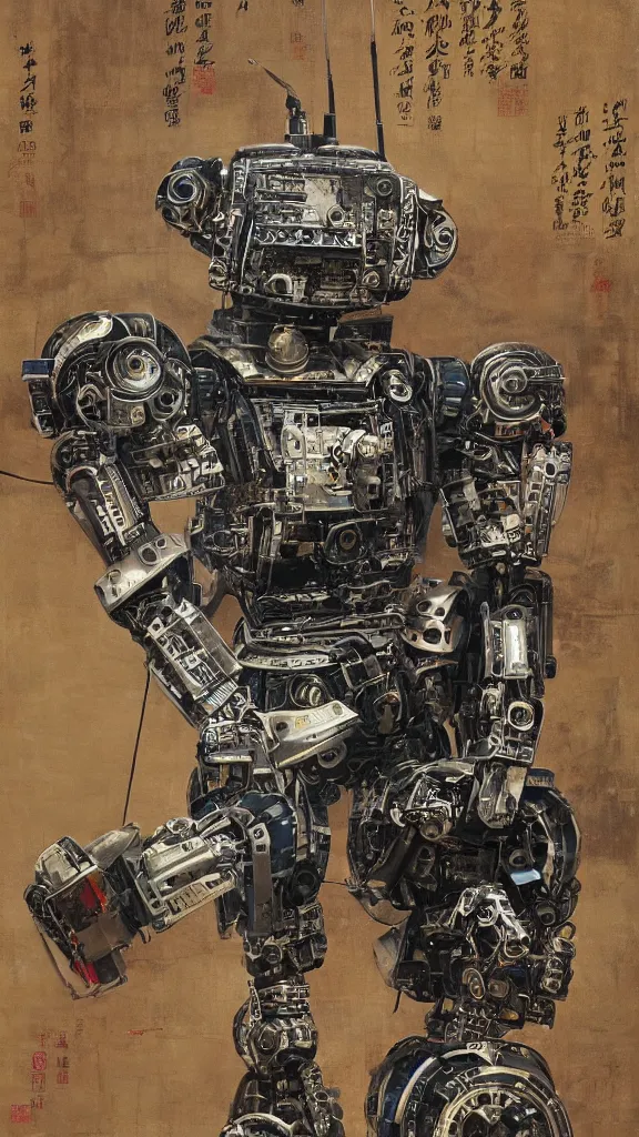 Image similar to robot painting a robot on canvas, intricate, highly detailed, photorealistic, film still, by huang guangjian.