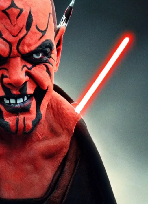 Image similar to film still of jack nicholson as darth maul in the new star wars movie, 4 k