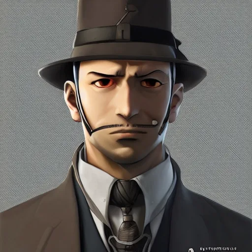 Image similar to portrait of the spy from tf 2, anime fantasy illustration by tomoyuki yamasaki, kyoto studio, madhouse, ufotable, square enix, cinematic lighting, trending on artstation