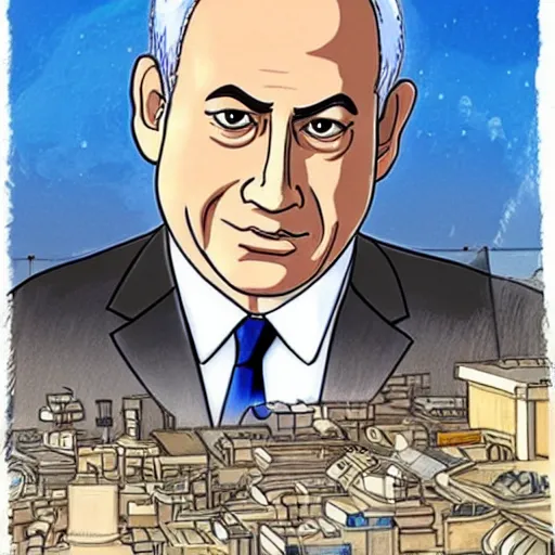 Image similar to benjamin netanyahu by studio ghibli