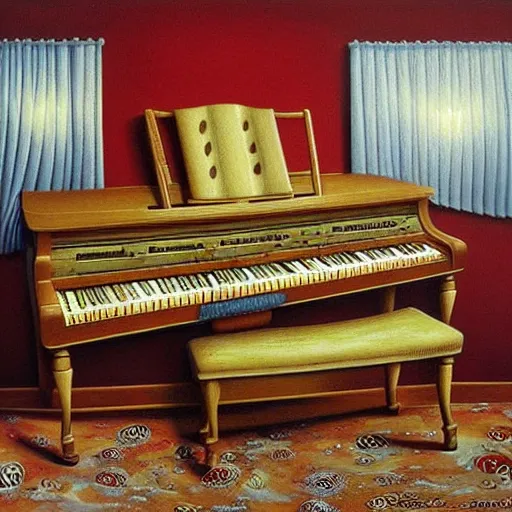 Image similar to a painting of a piano, a surrealist painting by jacek yerka, cgsociety, fantastic realism, surrealist, detailed painting