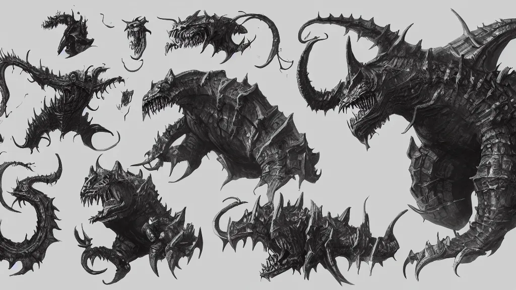 Prompt: A dungeons and dragons monster manual sketch of a leviathan, DnD, D&D, concept art, matte painting, 8k, highly detailed, artstation